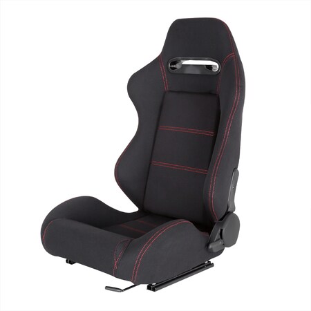 Spec-D Tuning Racing Seat - Black Cloth With Red Stitching - Left Side RS-2460L